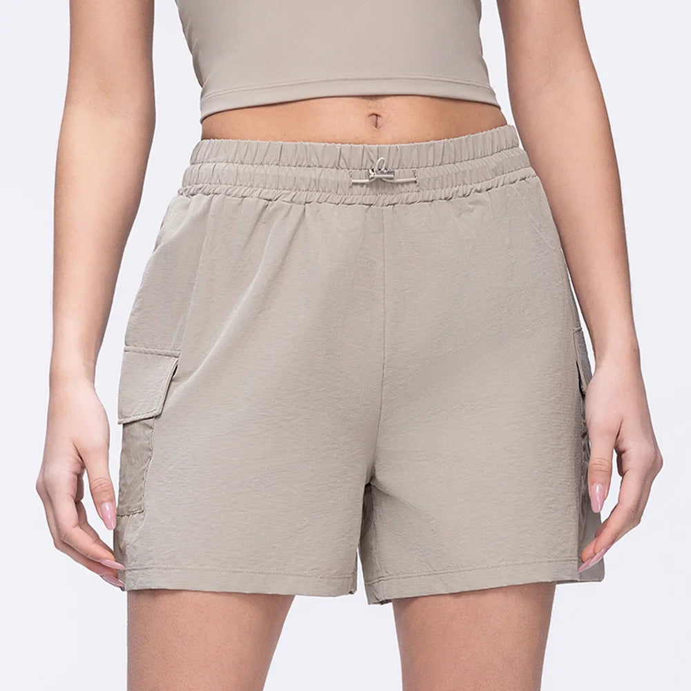 Yoga Shorts Pocket Women Fitness Shorts Running Cycling Shorts Breathable Sports Shorts High Waist Summer Workout Gym Shorts