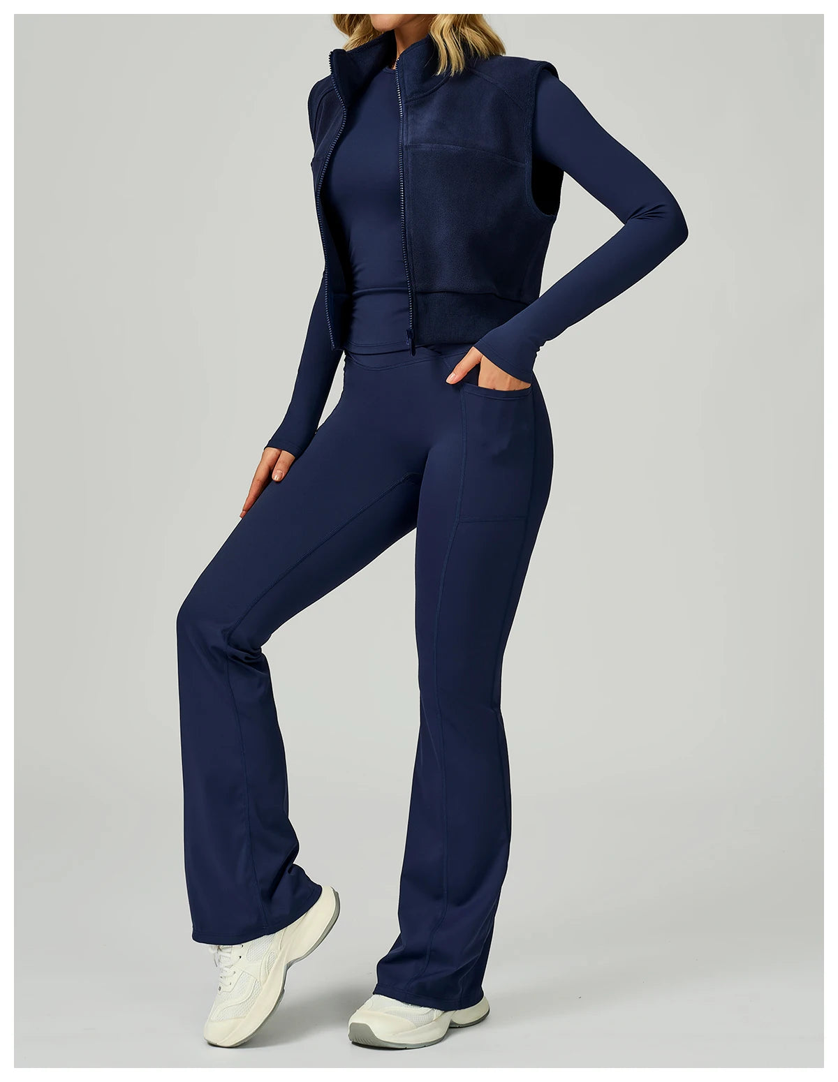 Winter Warm High Neck Velvet Vest Women's Sleeveless Top with Zipper Waist Outdoor Running Top
