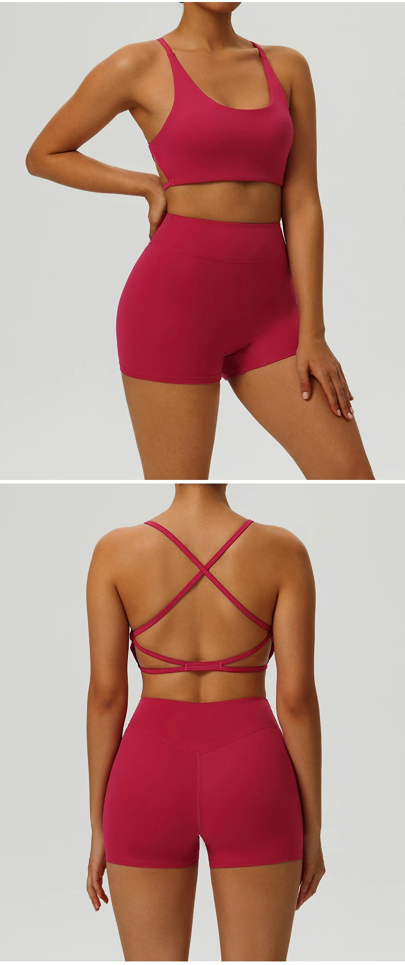 Yoga Clothes Set 2 Piece Gym Set Sportswear Women Cross Back Bra Top High Waist Leggings Fitness Suit Running Workout Tracksuit