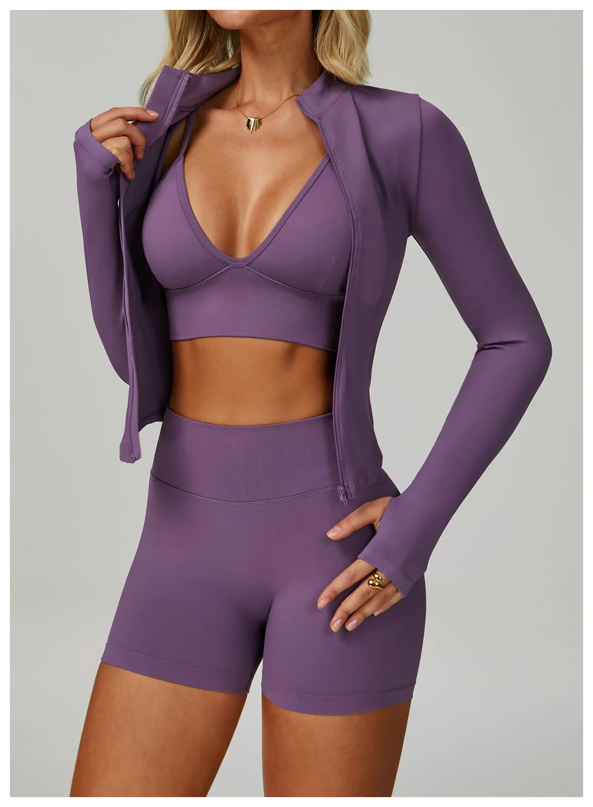 3PCS Yoga Set Seamless Sports Set Women Tracksuit Quick-Drying Gym Set Women Tracksuit Running Workout Long Sleeve Yoga Clothing