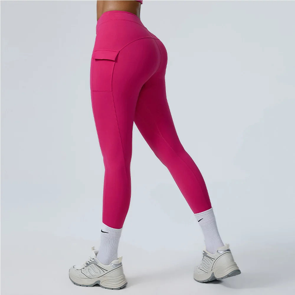 Women Yoga Pants High Waist Leggings Sport Gym Fitness Leggings Women Pocket Female Push Up Legging Tummy Control Running Tights