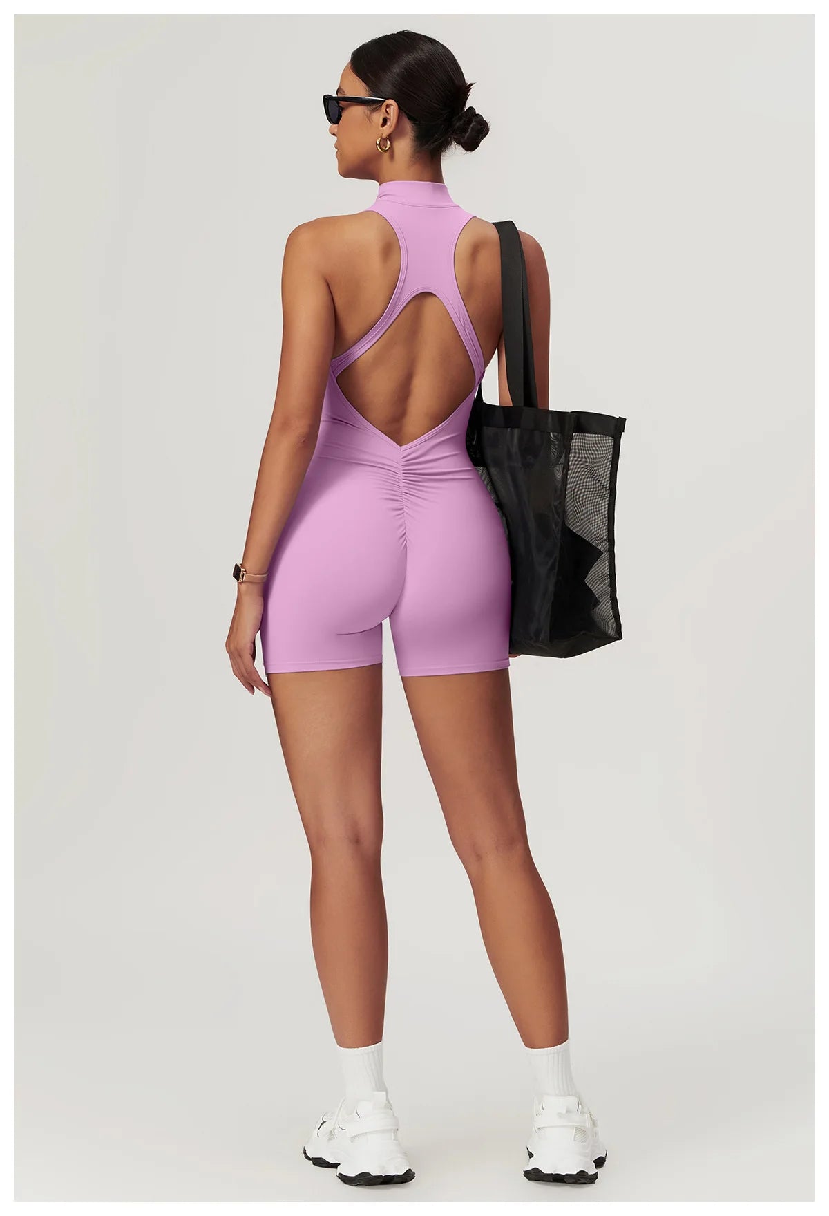 Scrunch Sports Overalls Gym Jumpsuit Women's Fitness Suit Short Sets for Woman Tracksuit Yoga Clothing Zipper Workout Sportswear