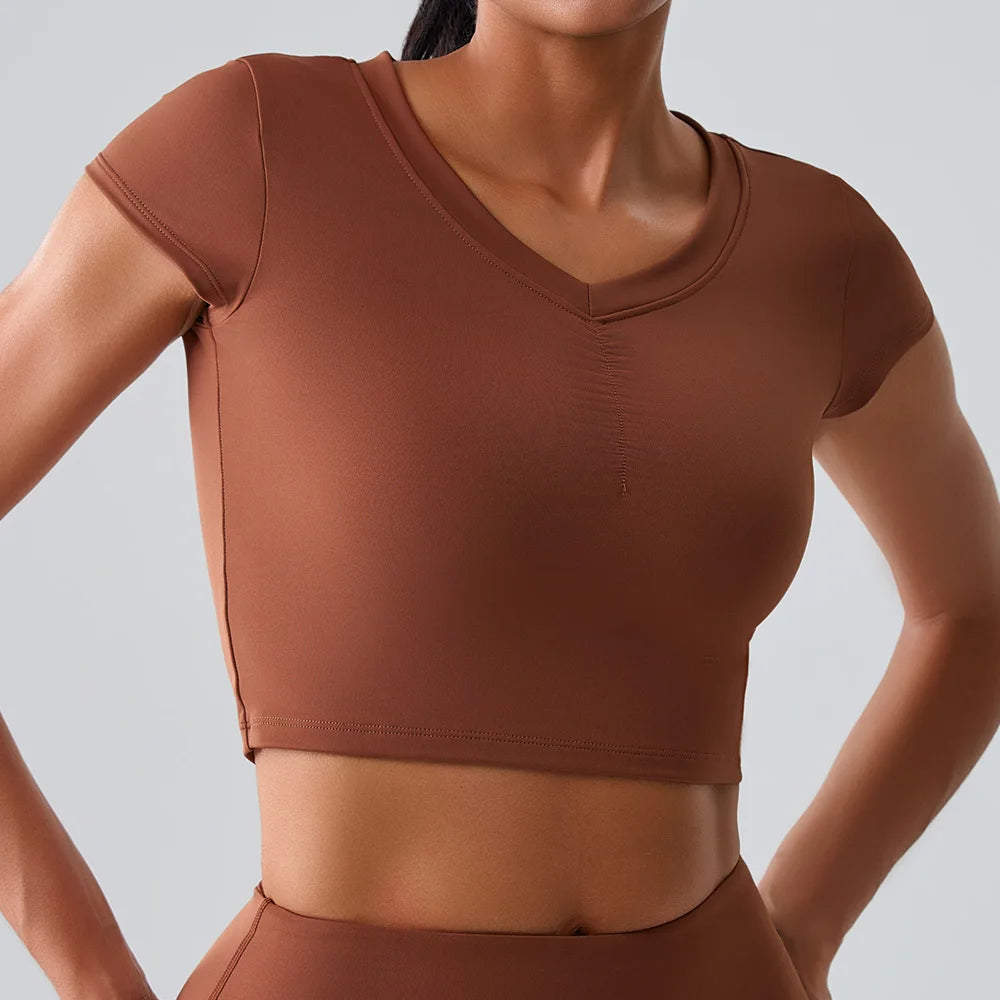 Women Yoga Top Sexy Sport T Shirts Fitness Clothes Workout Short Sleeve Yoga Shirt Gym Top Running Active Wear Push Up Sport Top