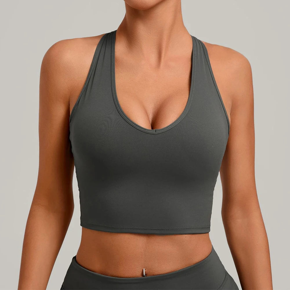Sexy Sports Bra Anti-Sweat Fitness Top Women High Strength Yoga Bra Shockproof Crop Top Push Up Sport Underwear Gym Workout Top