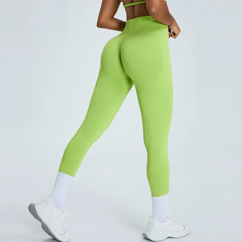 Seamless Fitness Women's Sport Leggings High Waist Elastic Solid Yoga Leggings Gym Jogging Quick Dry Push Up Slim Pants Female