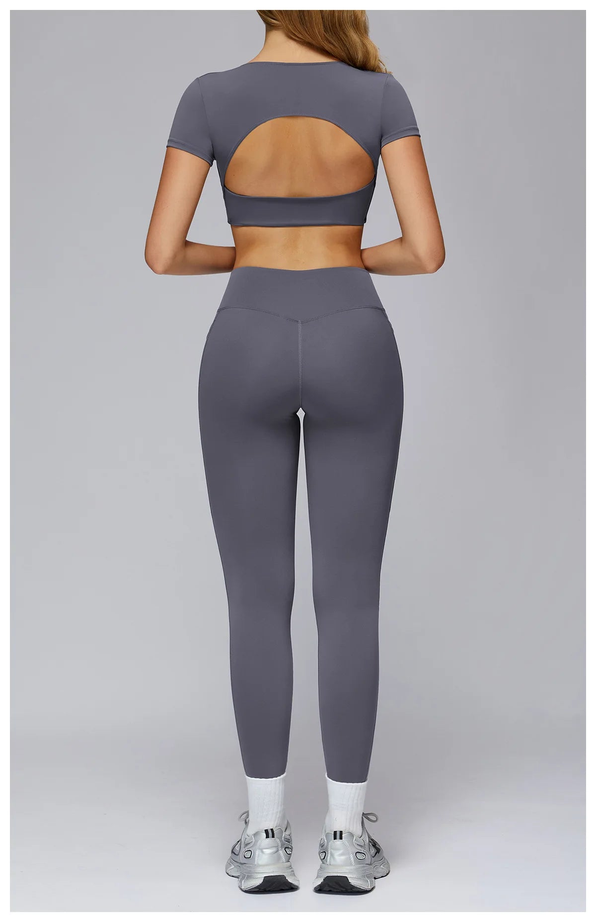 Yoga Top Women Sport T Shirts Fitness Clothes Workout Short Sleeve Top Yoga Shirt Gym Running Back Hollow Out Push Up Sport Top