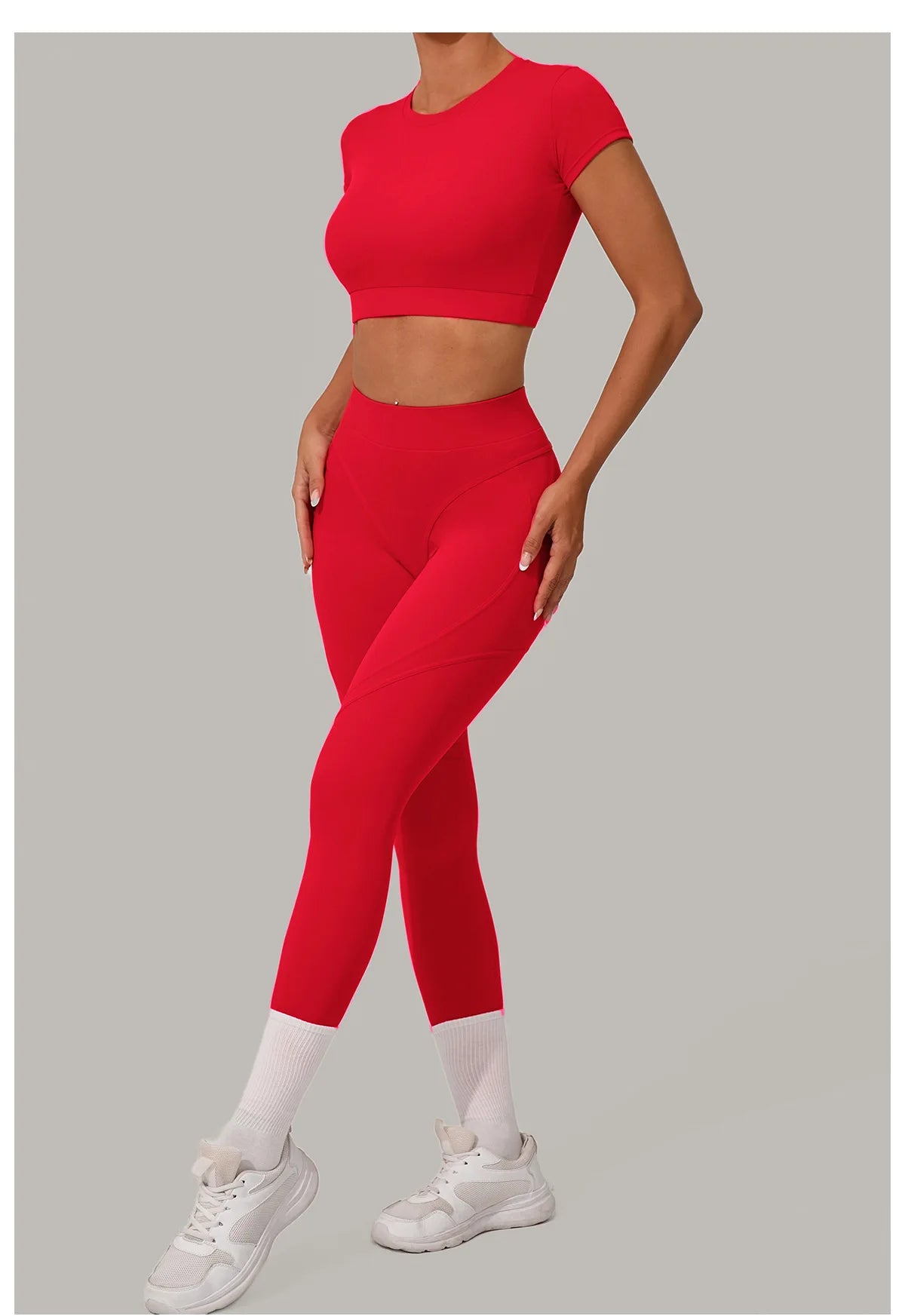 2PCS Yoga Set Gym Clothes Seamless Sportswear Yoga Suits Women Fitness Tracksuits Sports Short Sleeves Gym Leggings Sports Suits