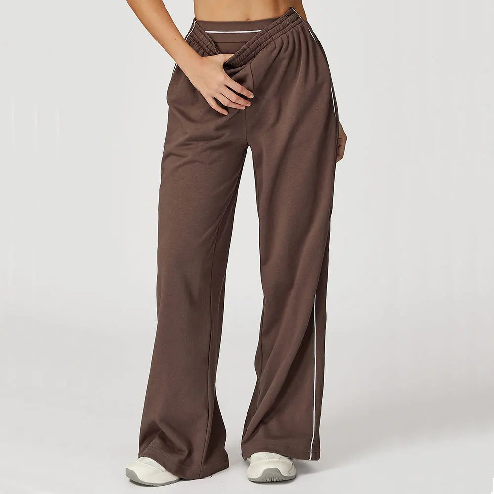 Color Blocking Sports Sweatpants Women Yoga Pants Loose High Waisted Straight Leg Sweatpants With Pockets Outdoor Fitness Pants