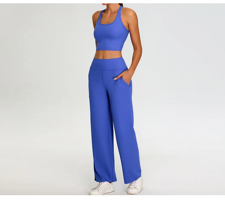 Ribbed Yoga Set Women's Tracksuits Sportswear 2PCS Running and Fitness Set Gym Workout Clothes High Waist Yoga Pants Sports Bra