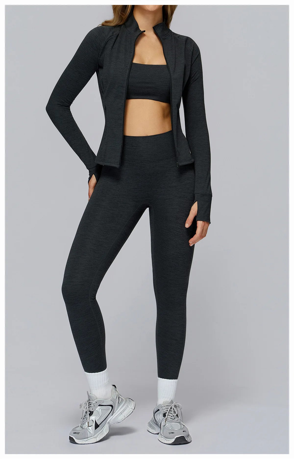 Zip Fitness Clothes Women Long Sleeve Sports Jacket Gym Clothes Woman Yoga Shirt Quick Dry Top Sunscreen Sportswear Yoga Clothes