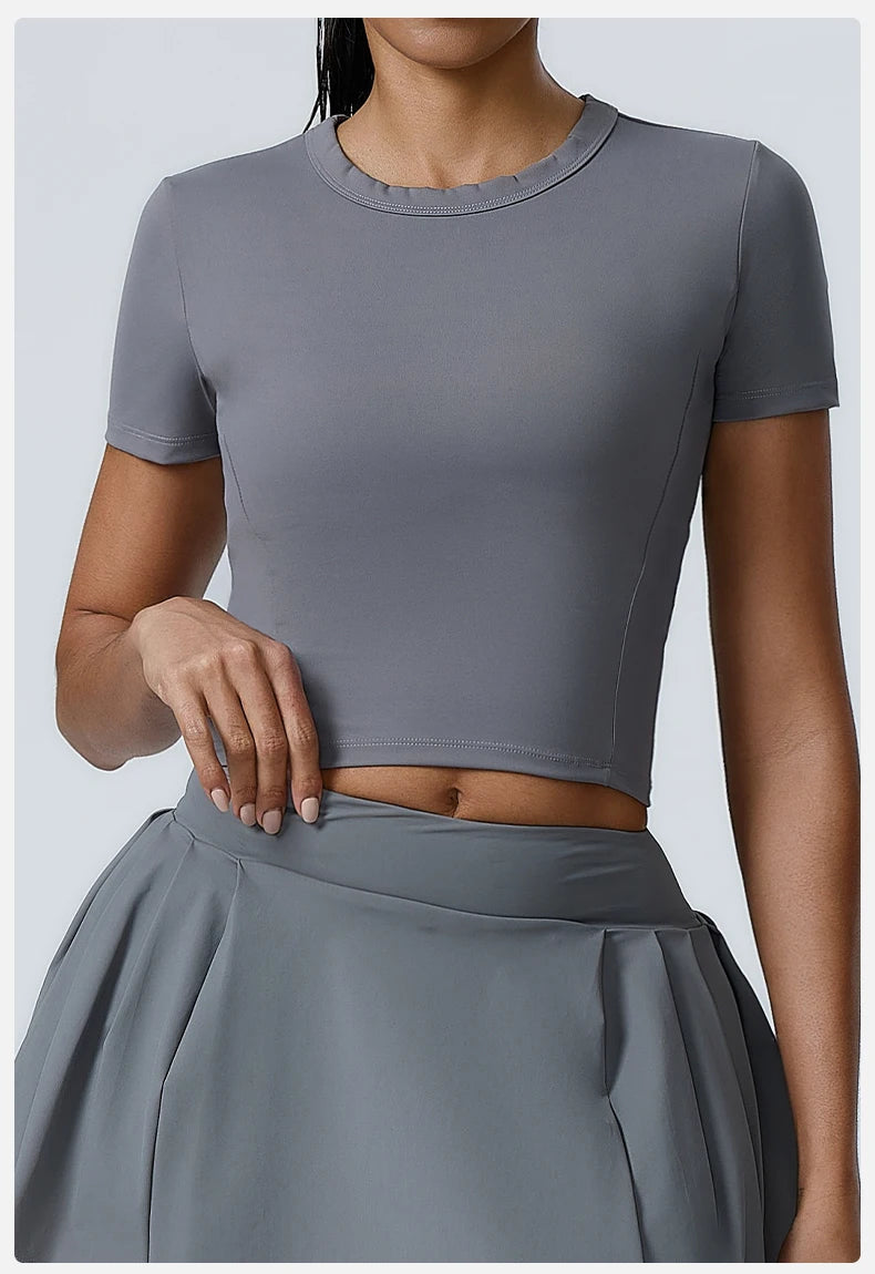 Yoga Top Women Short Sleeve Sport T Shirts Fitness Clothes Yoga Shirt Gym Top Running Sport Push Up Workout Crop Top