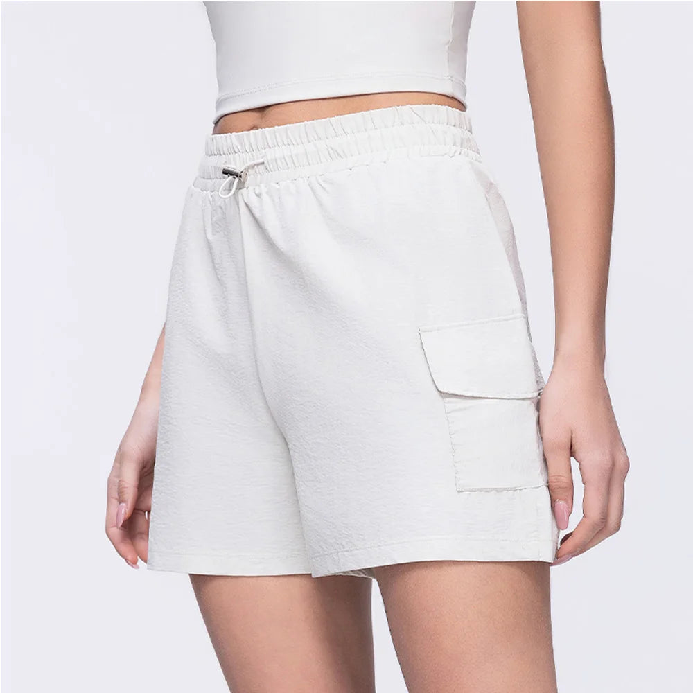 Yoga Shorts Pocket Women Fitness Shorts Running Cycling Shorts Breathable Sports Shorts High Waist Summer Workout Gym Shorts