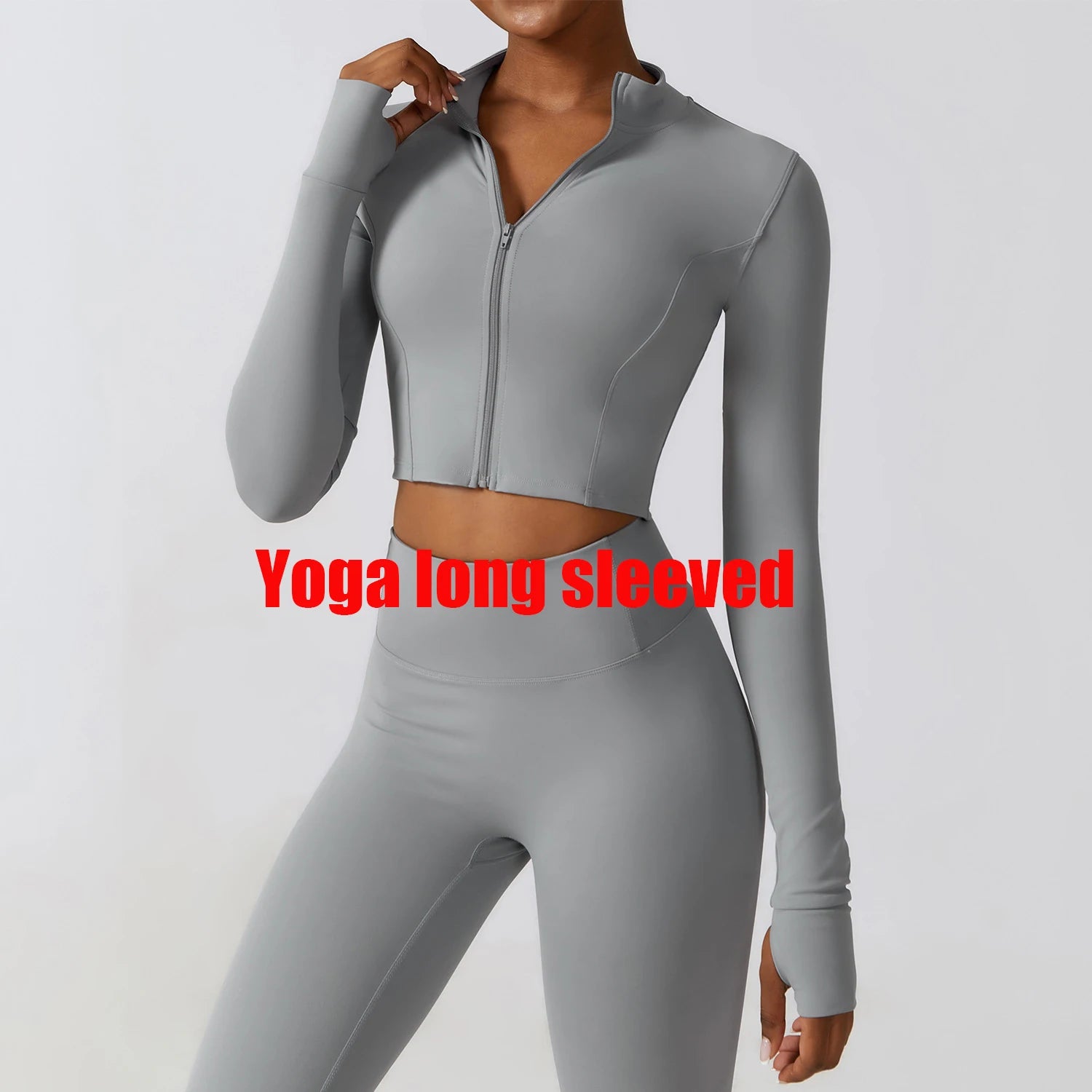 Women Outdoor Sports Long Sleeved Slim Yoga Clothes Quick Dry Zipper Cardigan Stand Up Collar Jacket Running Fitness Jacket Top