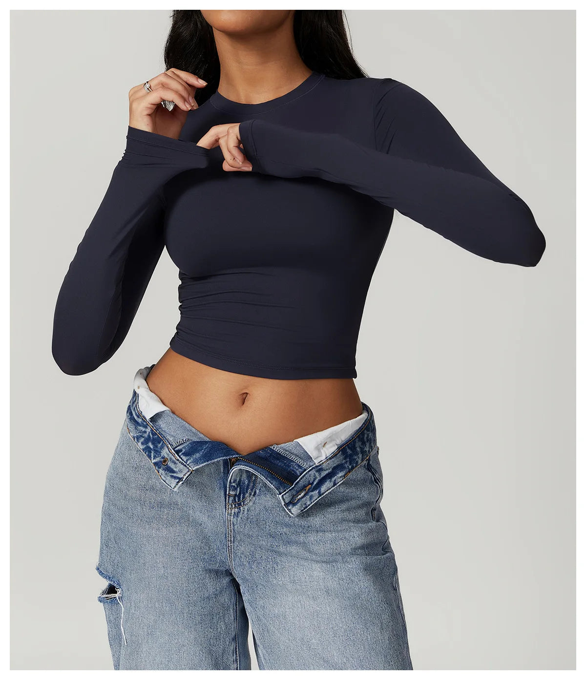 Women Yoga Shirts Crop Top Long Sleeves Shirts for Women Yoga  Long Sleeves Sports Fitness Top Push Up Gym Clothes Workout Tops