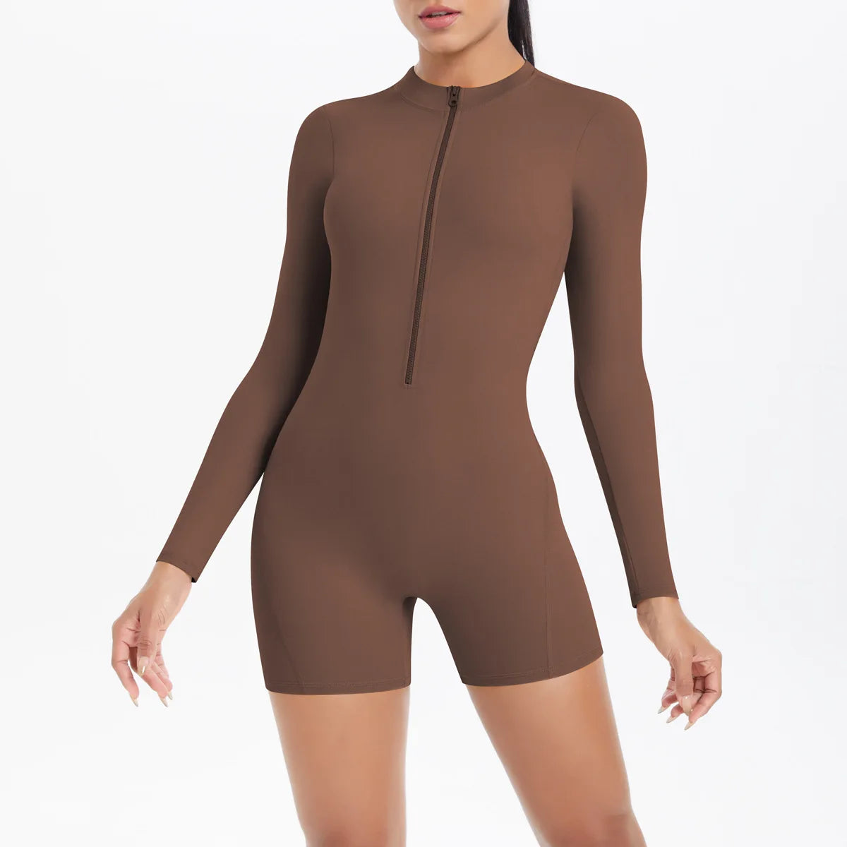 Gym Jumpsuit Women's Fitness Suit Short Set Sports Overalls Woman Tracksuit Yoga Clothing Zipper Long Sleeved Workout Sportswear