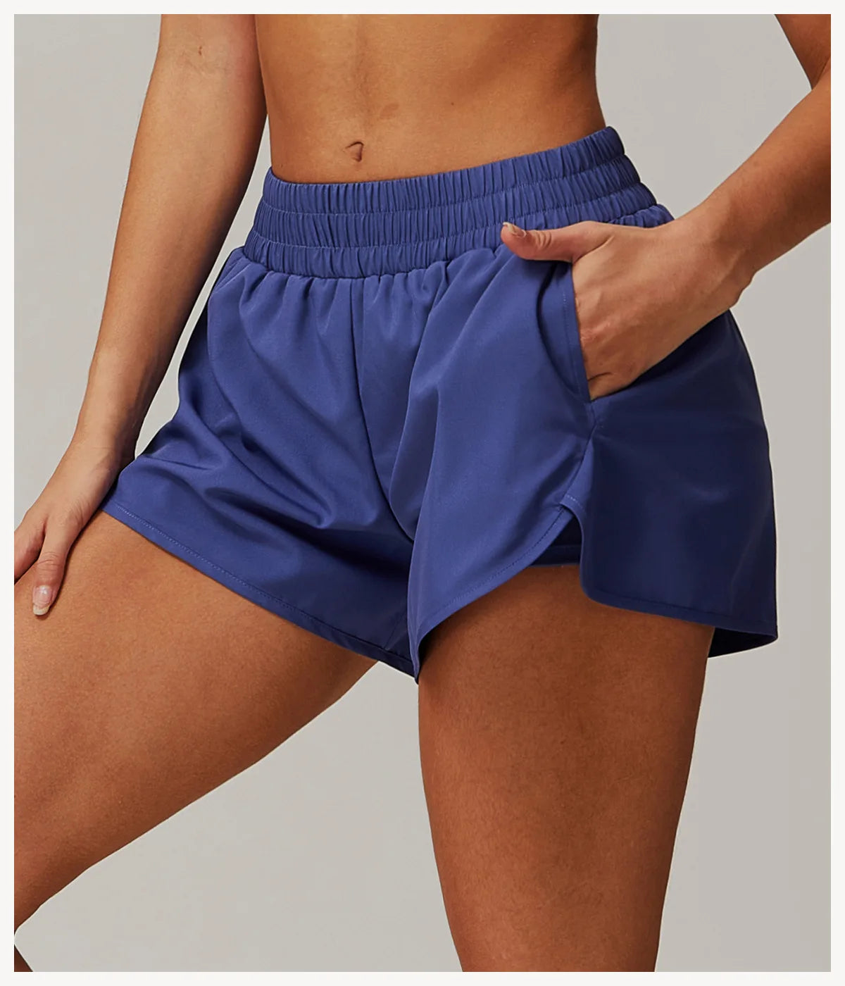 Yoga Shorts Women Fitness Shorts Running Cycling Shorts Breathable Sports High Waist Workout Gym Shorts Pocket Fake Two Pieces