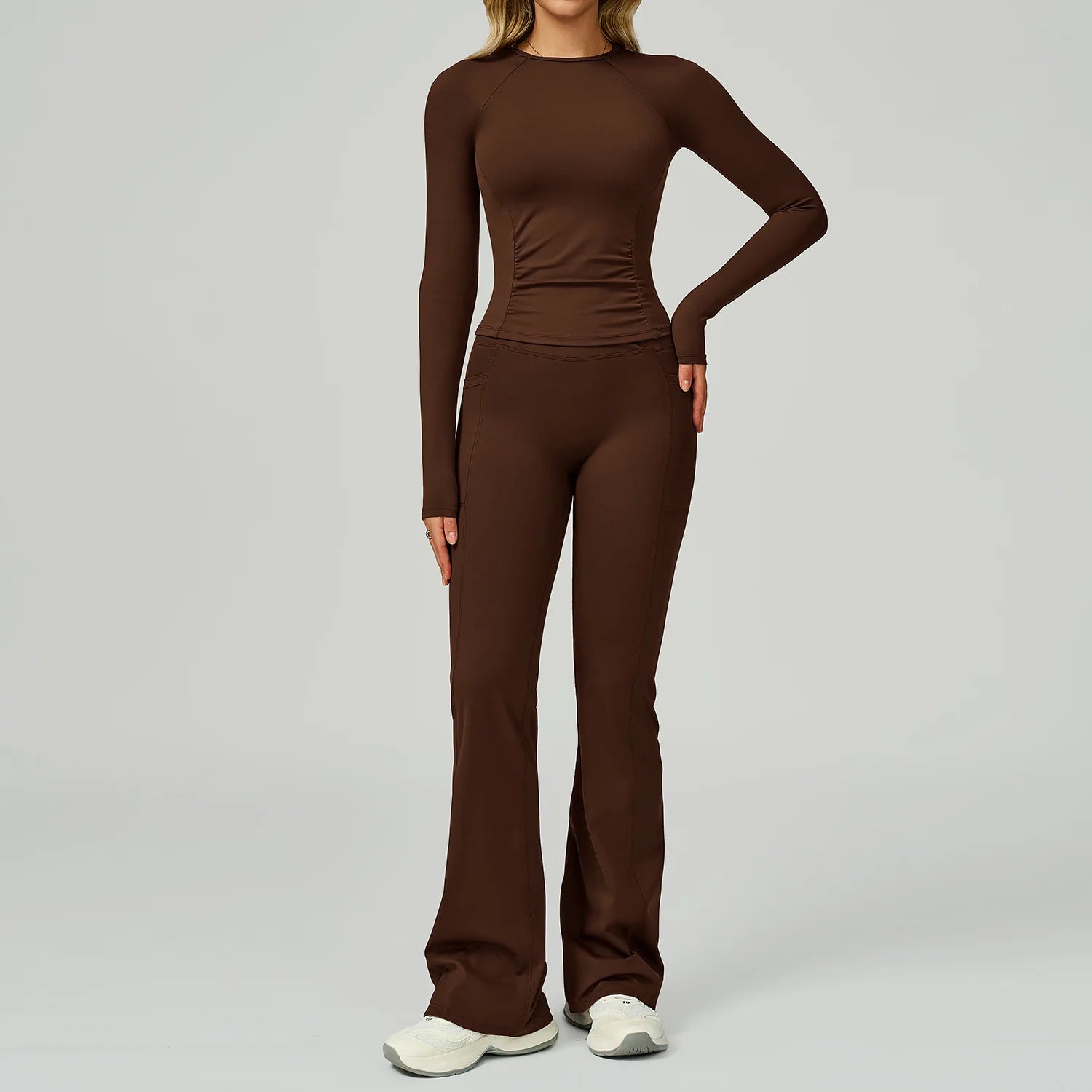2 Pieces Yoga Suit Women Sports Set Quick-Drying Gym Set Women Tracksuit Running Workout Long Sleeve Sports Yoga Clothing
