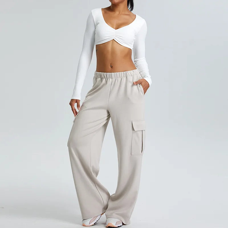Yoga Shirts Women Crop Top Ribbed Long Sleeves Sexy Shirts for Women Yoga Sports Fitness Running Gym Clothes Push Up Workout Top