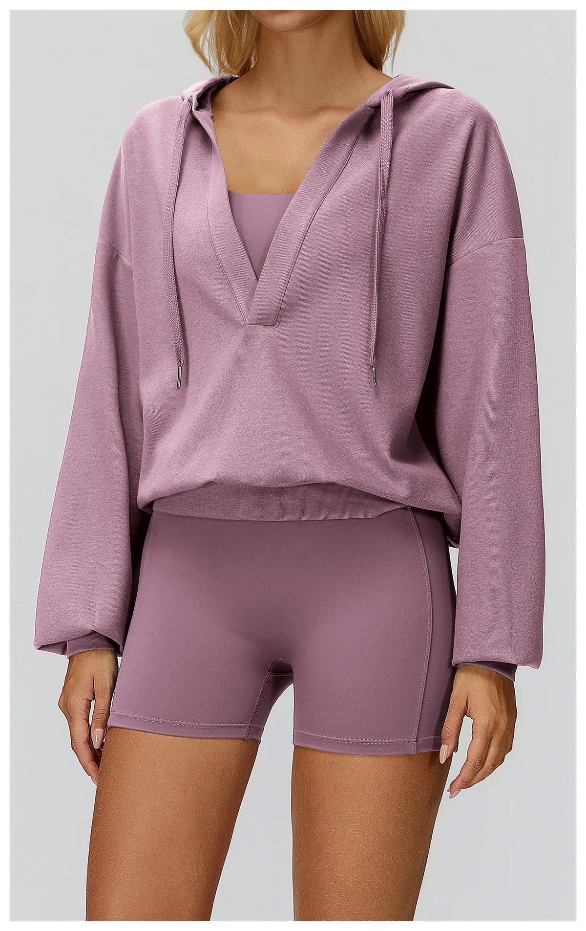 Autumn New Yoga Long Sleeved Women's Hooded Jacket V-neck Loose and Comfortable Outerwear Outdoor Running Workout Sports Jacket