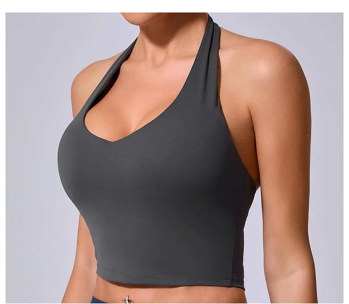 Women Hanging Neck Yoga Sports Bra Breathable Shock Proof Gym Workout Fitness Push Up Top Yoga Running Sportswear Vest Bra