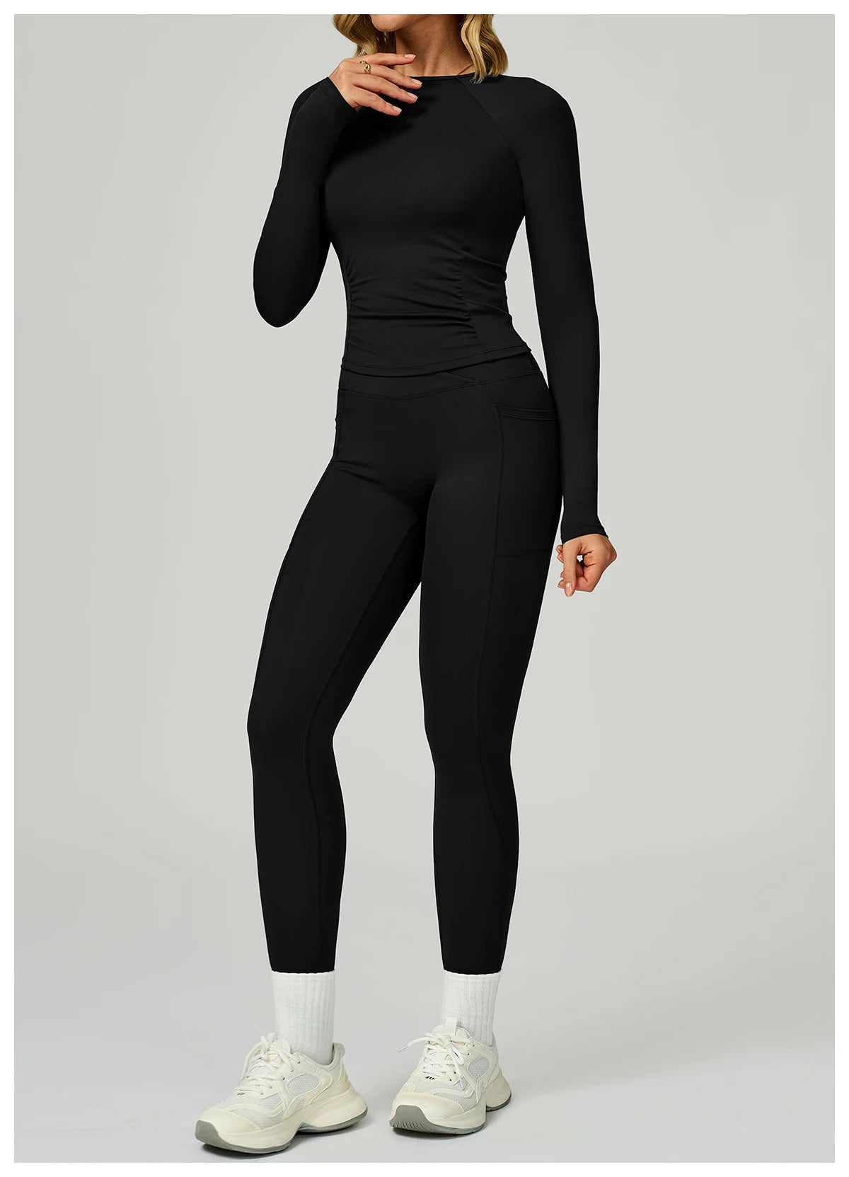 2 Pieces Yoga Suit Women Sports Set Quick-Drying Gym Set Women Tracksuit Running Workout Long Sleeve Sports Yoga Clothing