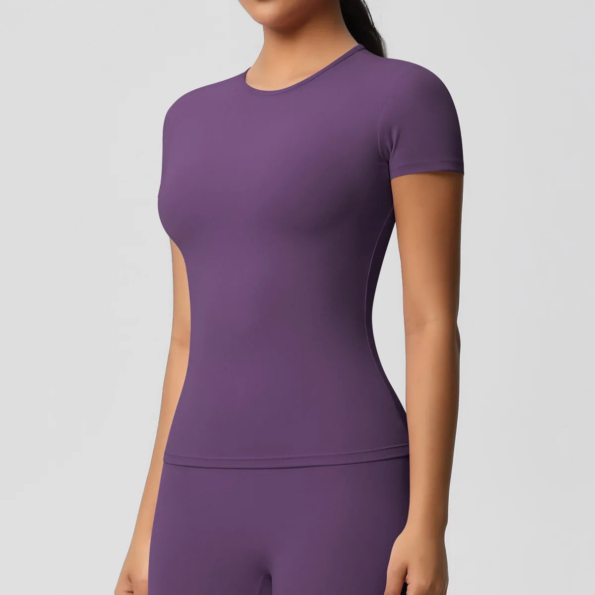 New Women Running Sports T Shirt Summer Short Sleeve Round Neck Breathable Stretchy Gym Yoga Slim Fitness Active Top Tee