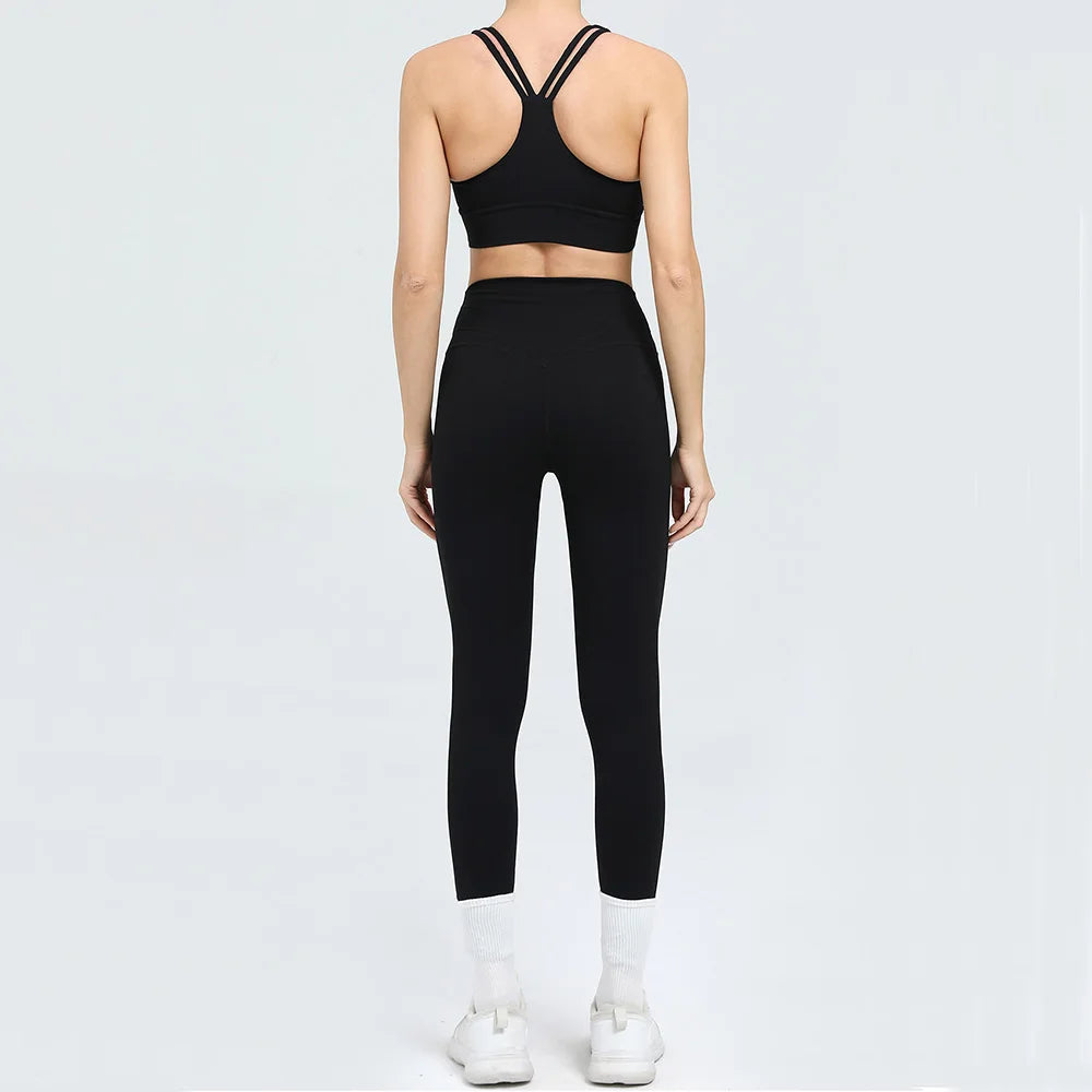 Women's Tracksuit Fitness Suit Yoga Sets Sportswear Workout Outfits Sports Bra High Waist Leggings Gym Clothing Sports Suits