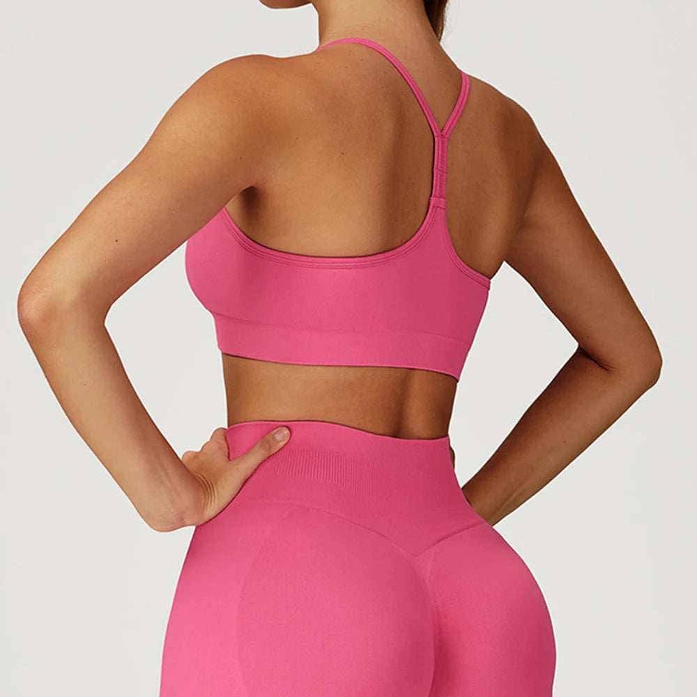 Breathable Sports Bra Anti-Sweat Fitness Top Women Yoga Bra Crop Top Push Up High Strength Sport Bra Seamless Gym Workout Top