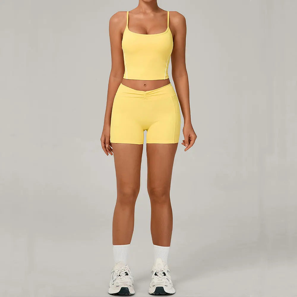 2 Pieces Yoga Sport Set Women Tracksuit Sports Bra Shorts Yoga Set Comfort Elastic Sportsuit Workout Outfit Fitness Gym Clothes