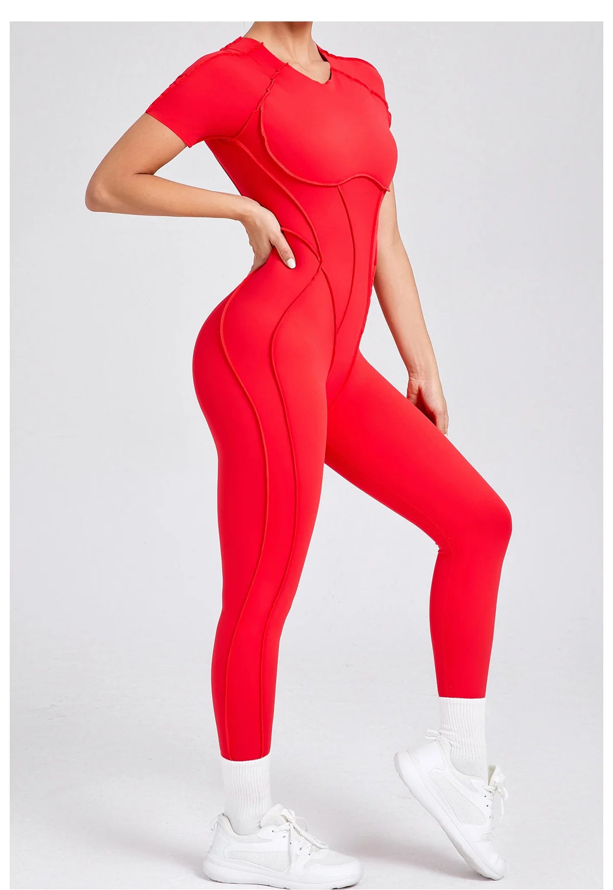 Seamless Yoga Jumpsuits Sports Fitness Hip-lifting Backless Short-sleeved One-piece Workout Rompers Gym Leggings Women Tracksuit