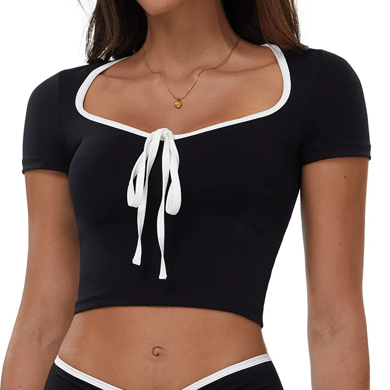 Sports T-shirt Women's Tight Fitting Quick Drying Short Sleeved Yoga T-shirt Pilates Running Exercise Fitness Short Sleeved