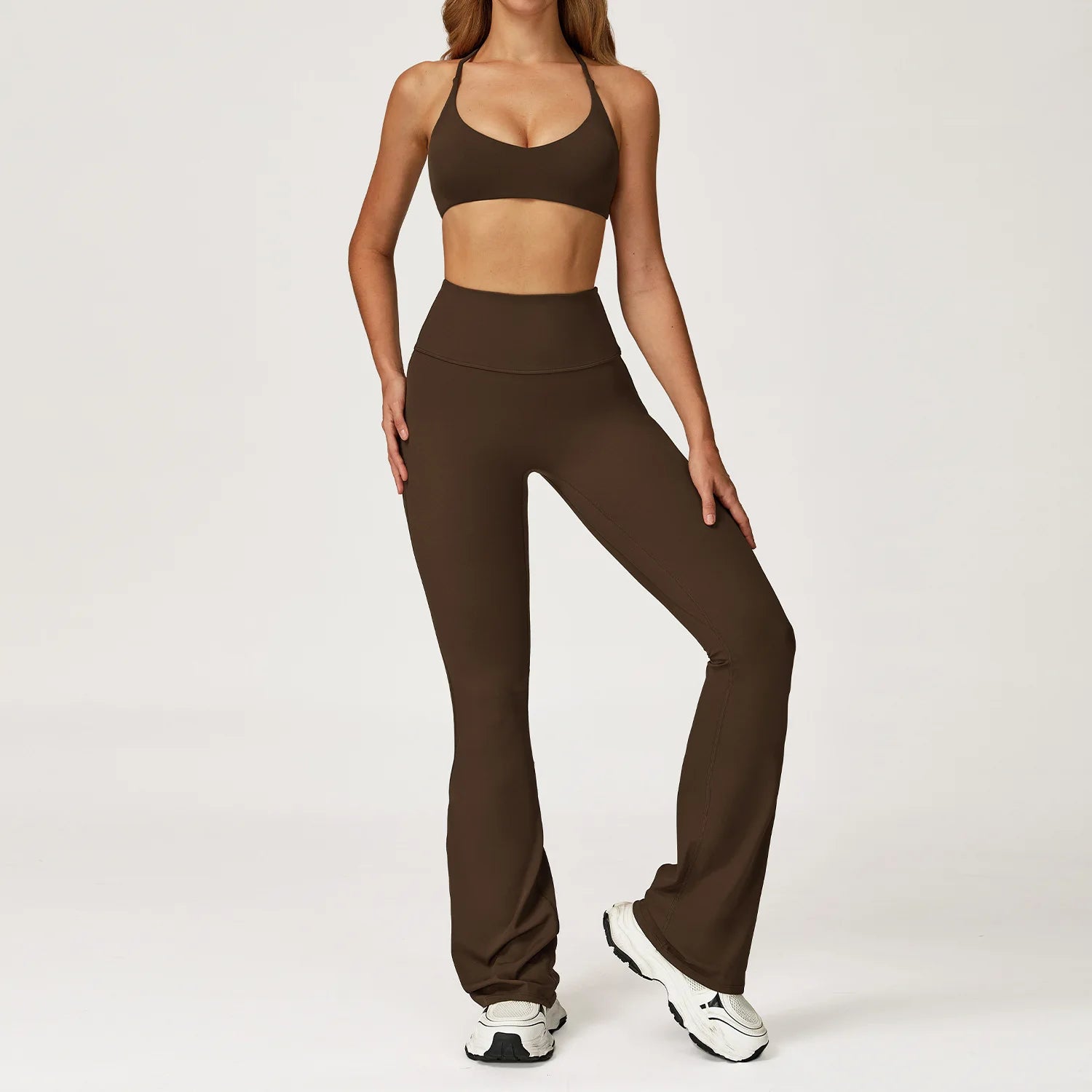 Women Yoga Set 2PCS Sportswear Push Up Workout Clothes Athletic Wear Gym Legging Fitness Bra Crop Top Long Sleeve Sports Suits