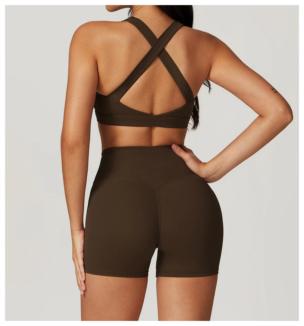 2PCS Women's Tracksuit Athletic Wear Yoga Set Workout Shorts Sportswear Gym Clothing High Waist Leggings Fitness Bra Sports Suit