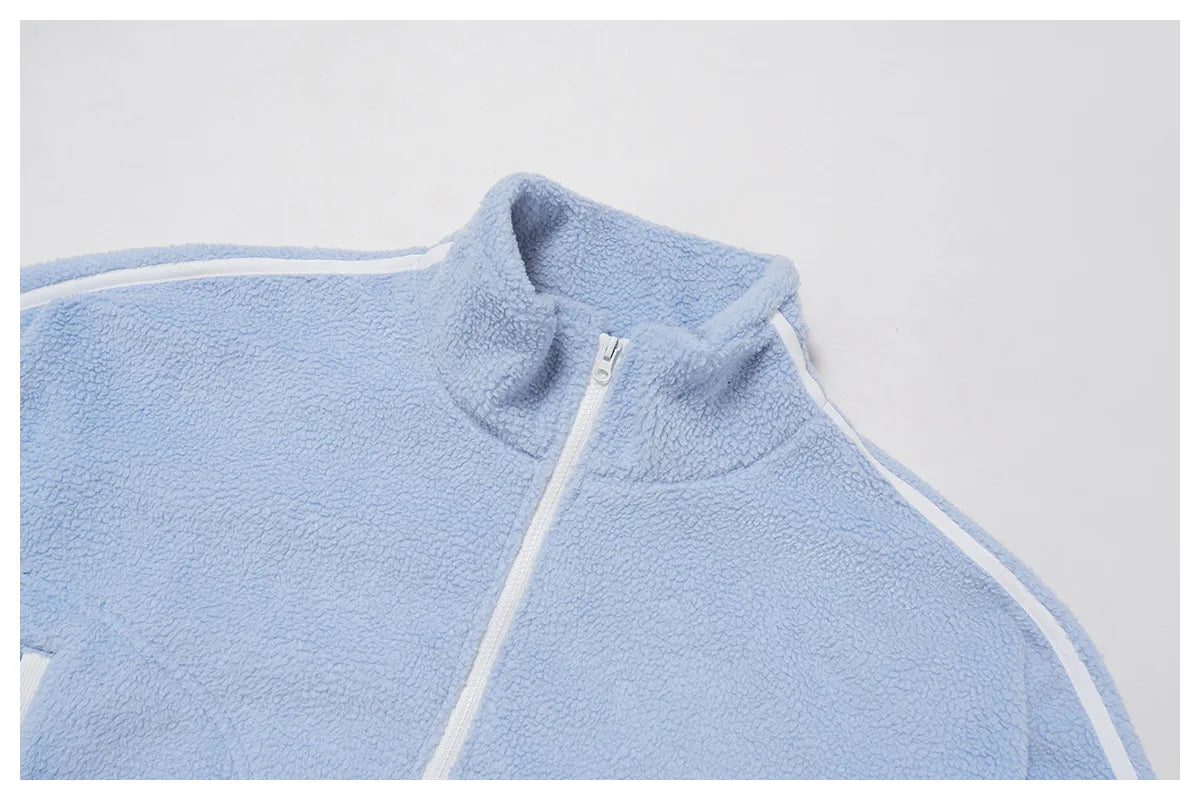 Winter Women's Standing Collar Windproof and Warm Fleece Jacket Women's Long Sleeved Running and Fleece Sports Jacket