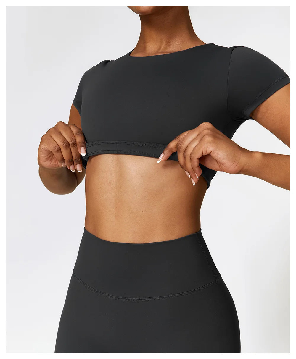 Yoga Top Women Sport T Shirts Push Up Fitness Clothes Short Sleeve Yoga Shirt Gym Top Running Active Wear Sport Top Femme Tights