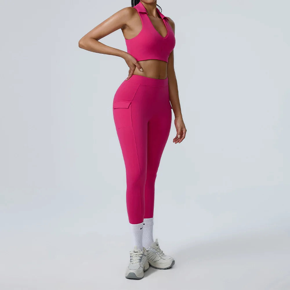 2PCS Yoga Set Women Tracksuit Sportswear Gym Workout Clothing Athletic Wear Fitness Bra High Waist Leggings Push Up Suit