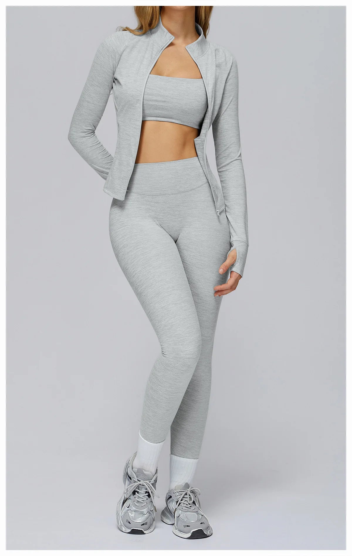Zip Fitness Clothes Women Long Sleeve Sports Jacket Gym Clothes Woman Yoga Shirt Quick Dry Top Sunscreen Sportswear Yoga Clothes