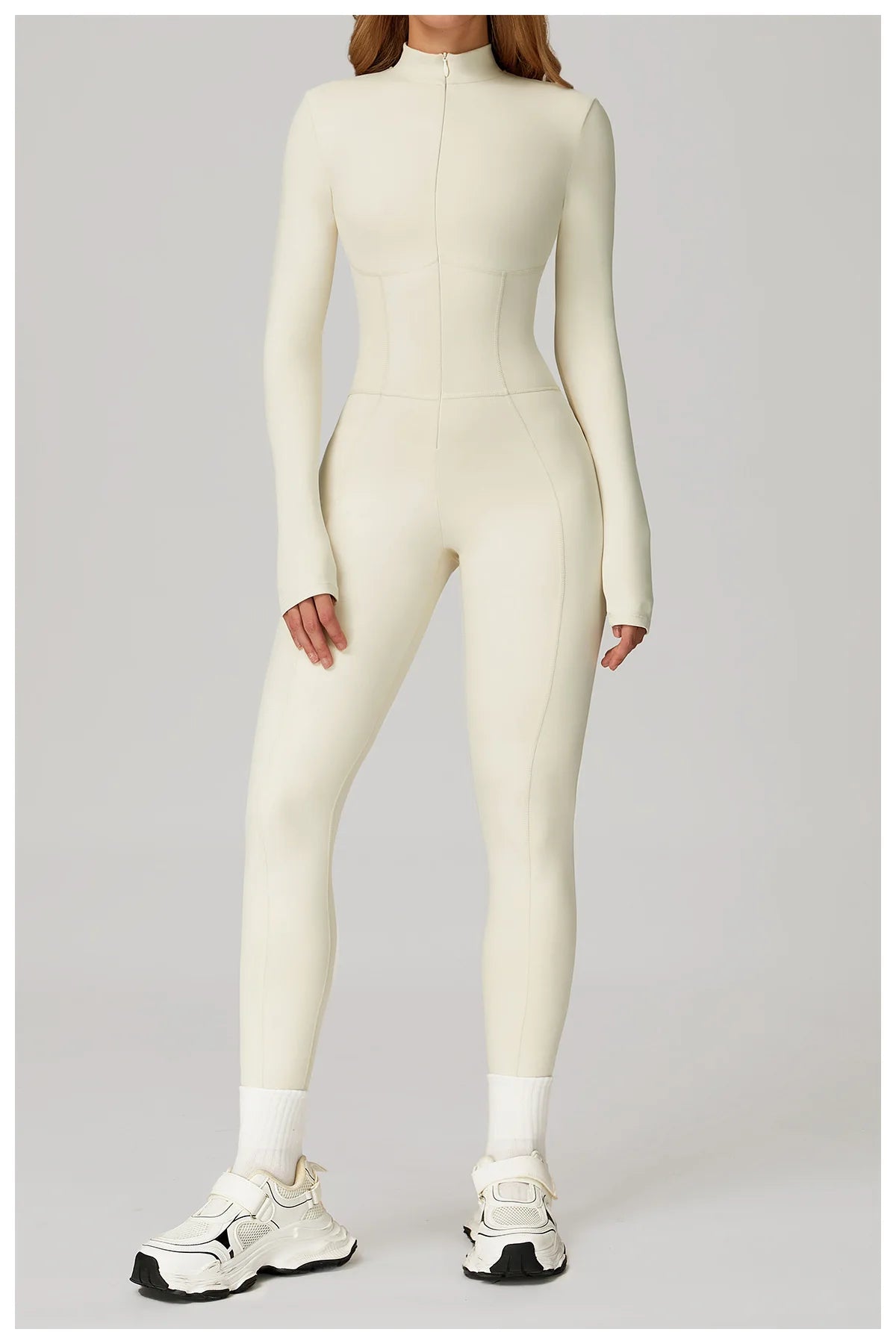 Yoga Overalls Long Sleeved Women's Sportswear Gym Boilersuit Zipper Jumpsuits Workout High-intensity Fitness Skin-tight Garment
