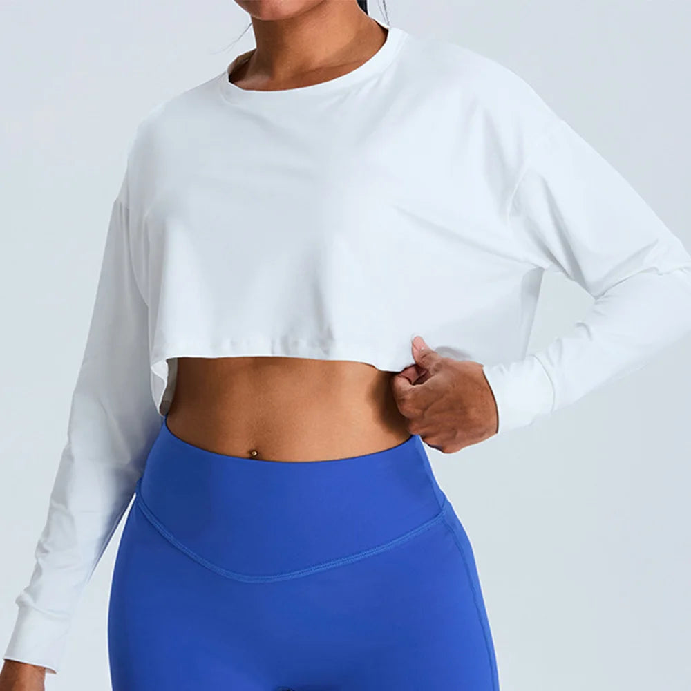 Women Loose Yoga Long Sleeved Fitness Top Loose Casual Sports T-shirt Quick Drying Workout Long Sleeved Running Fitness Clothes