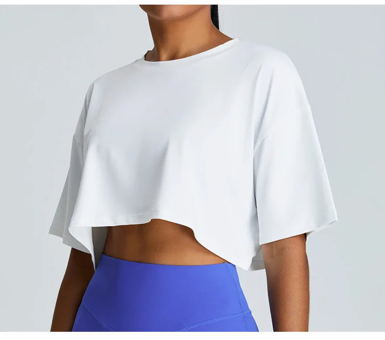 Loose Yoga Short Sleeves Women Breathable Quick Drying Yoga Clothes for Women Running Fitness Tops Sports Short Sleeved T-shirts