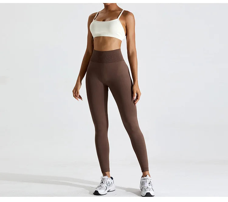 Seamless Soft Cross Back Women Sports Underwear Fitness Bra Tights Yoga Vest High Strength Shockproof Gym Sports Top Push Up Bra