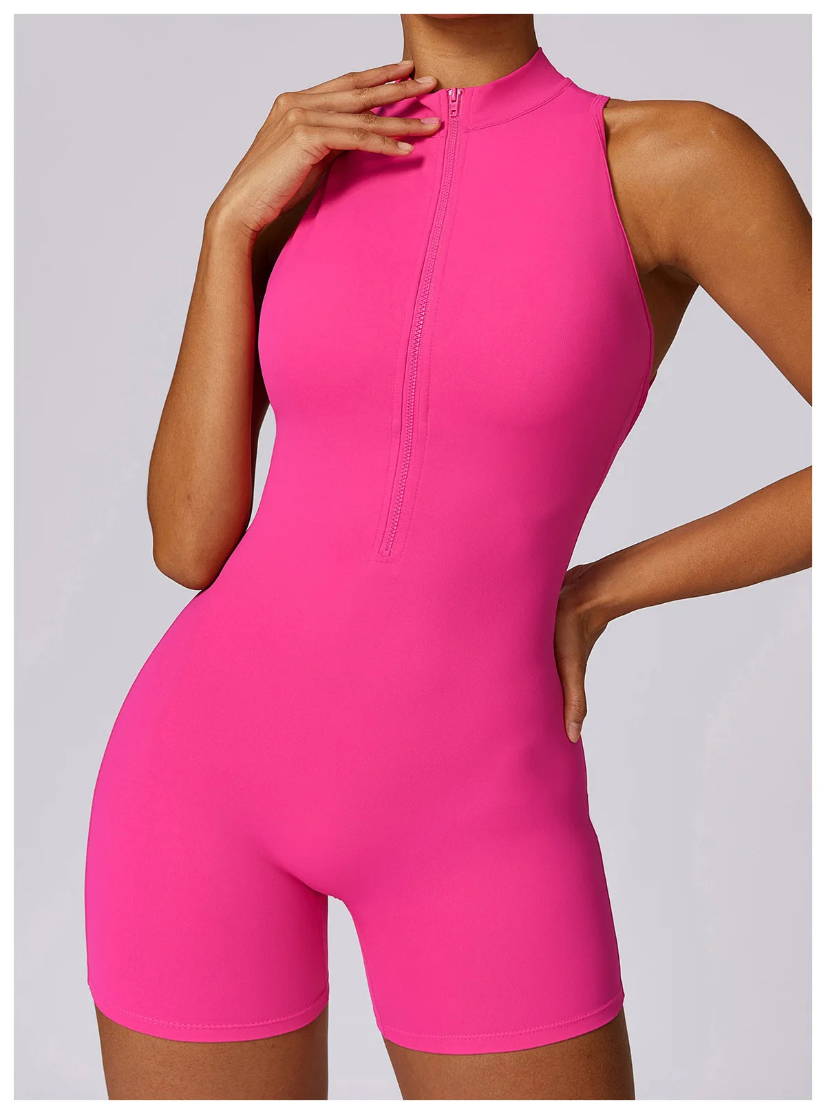 Scrunch Sports Overalls Gym Jumpsuit Women's Fitness Suit Short Sets for Woman Tracksuit Yoga Clothing Zipper Workout Sportswear