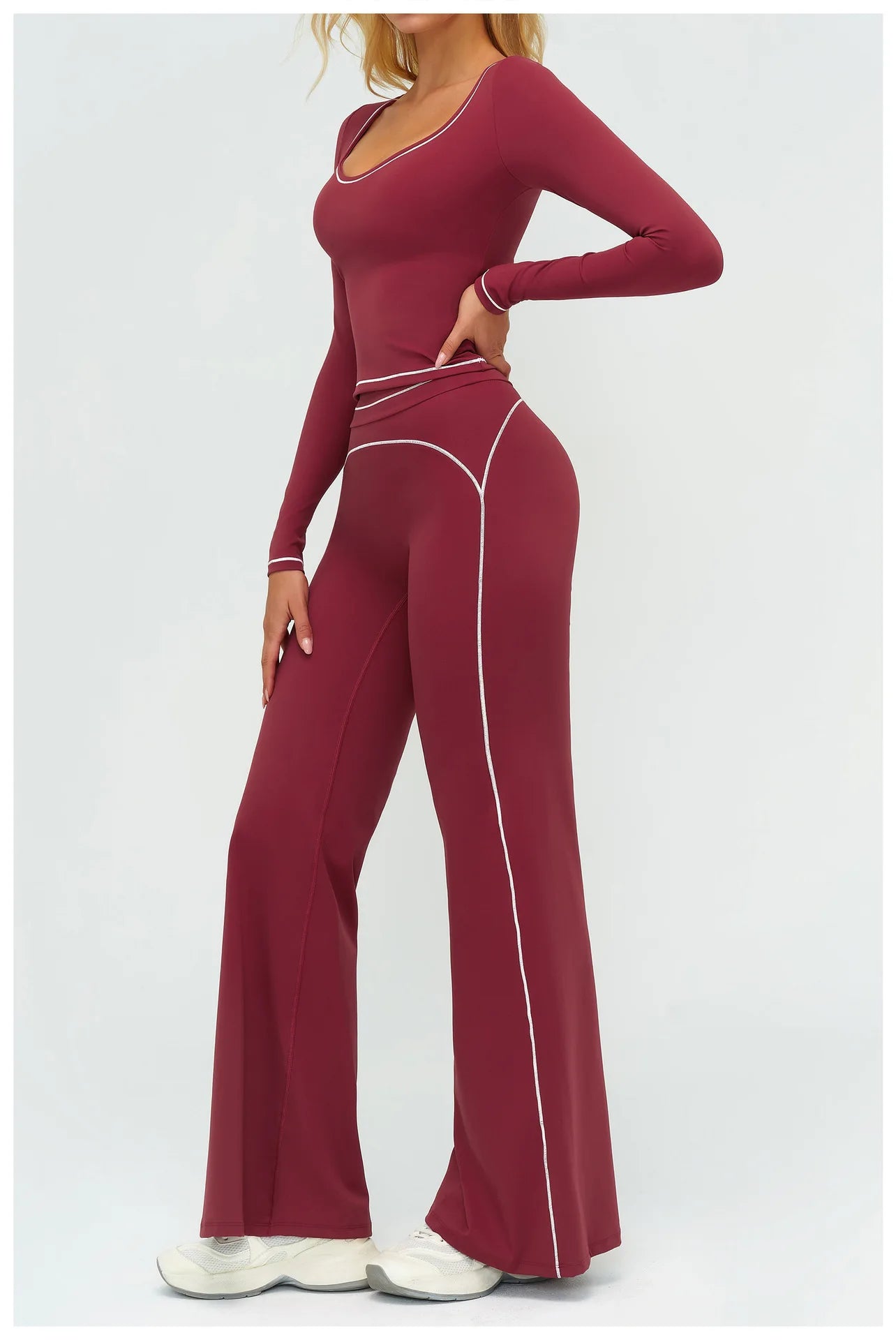 Yoga Set Women Tracksuit 2PCS Sportswear Workout Clothes Athletic Wear Gym Leggings Fitness Outfits Top Long Sleeve Sports Suits