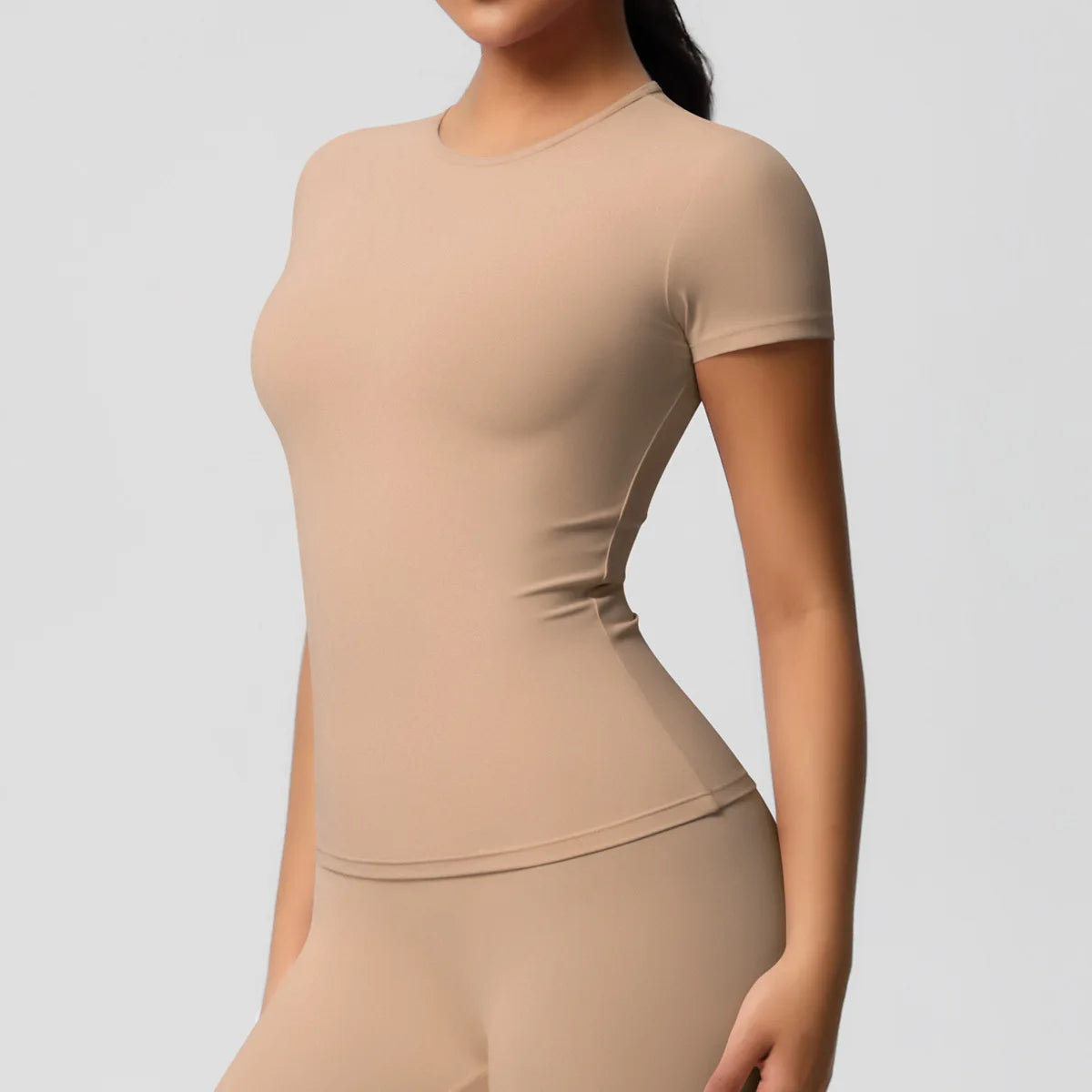 New Women Running Sports T Shirt Summer Short Sleeve Round Neck Breathable Stretchy Gym Yoga Slim Fitness Active Top Tee