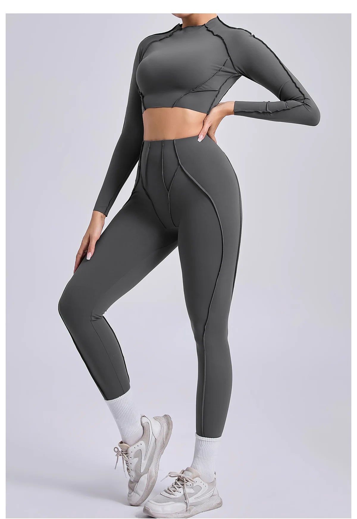 Yoga Set 2 Pieces Gym Clothes Sportswear Yoga Suits For Women Fitness Set Workout Tracksuits Sports Long Sleeved Gym Leggings