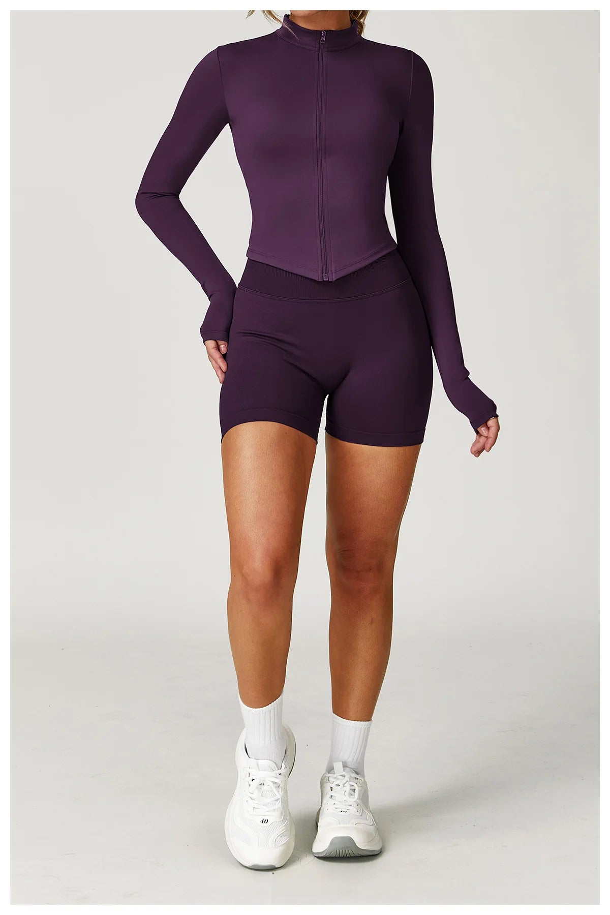 2PCS Yoga Suit Sports Set Women Gym Set Women Tracksuit Running Workout Long Sleeve Sports Shirt Yoga Clothing Seamless Leggings