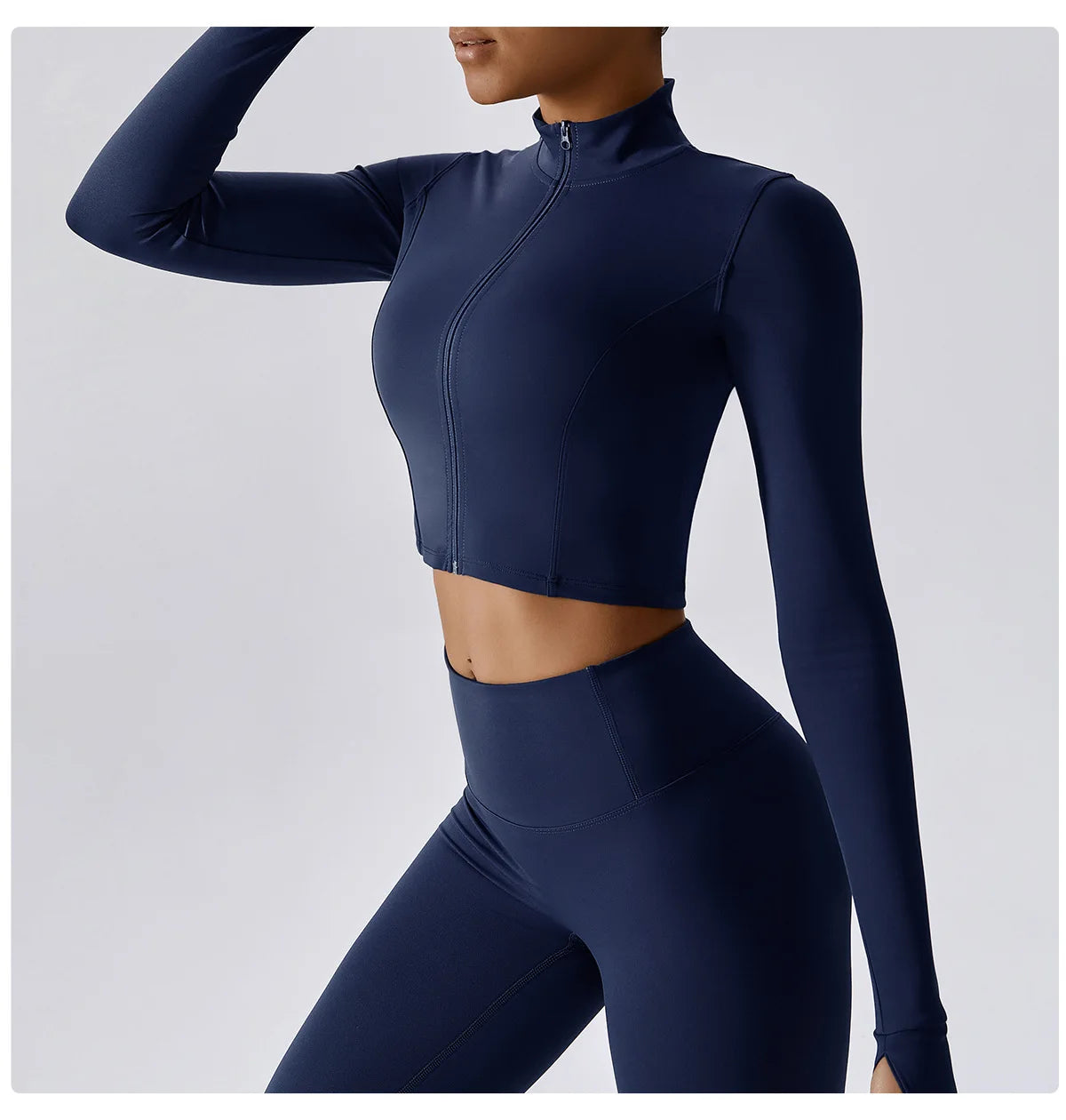 Women Outdoor Sports Long Sleeved Slim Yoga Clothes Quick Dry Zipper Cardigan Stand Up Collar Jacket Running Fitness Jacket Top