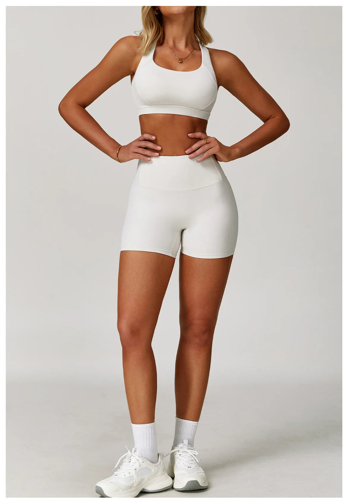 2PCS Women's Tracksuit Athletic Wear Yoga Set Workout Shorts Sportswear Gym Clothing High Waist Leggings Fitness Bra Sports Suit