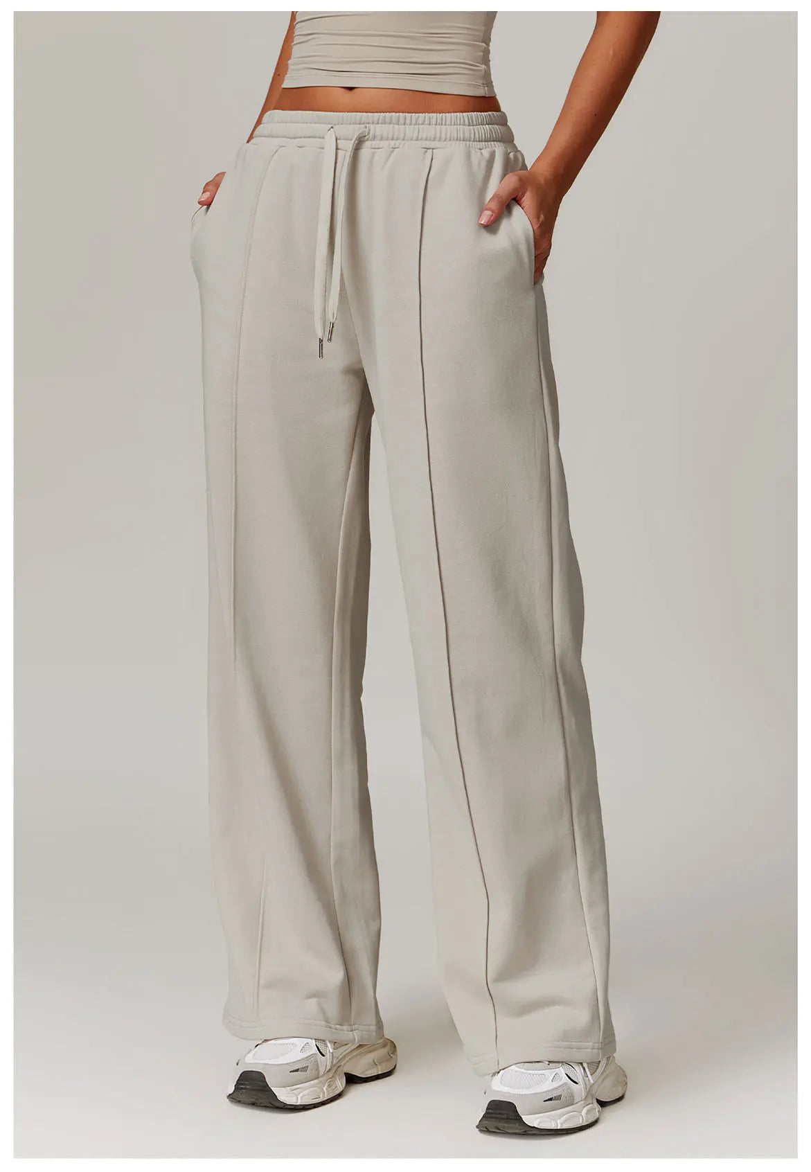 Winter High Waist Loose Fit Sports Sweatpants for Women Pocket Straight Leg Casual Pants Fitness Running Sports Pants for Women