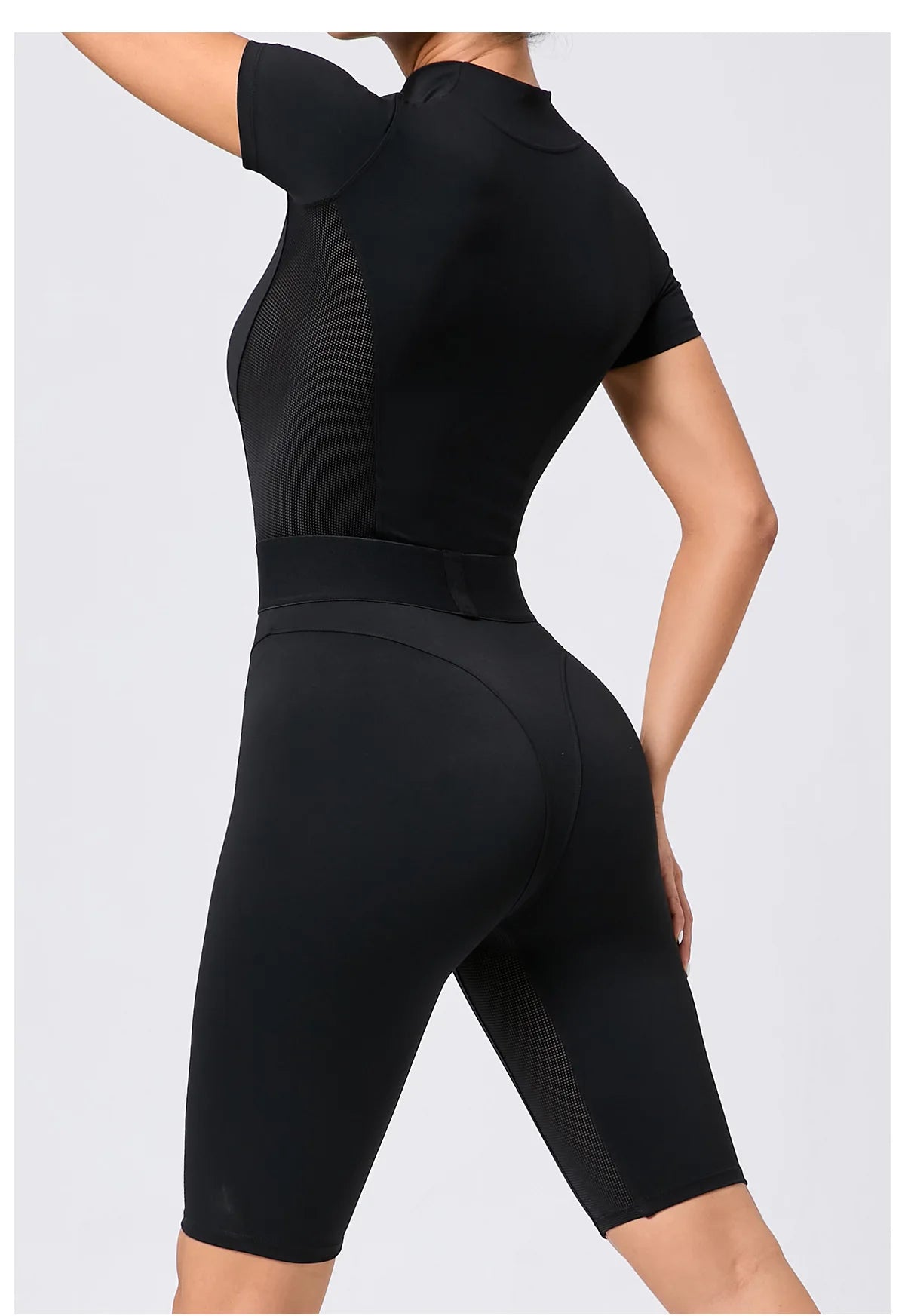 Women's Tracksuit Jumpsuits One-Piece Suit Zipper Short SleevesYoga Set Gym Push Up Workout Clothes Fitness Bodysuit Sportswear